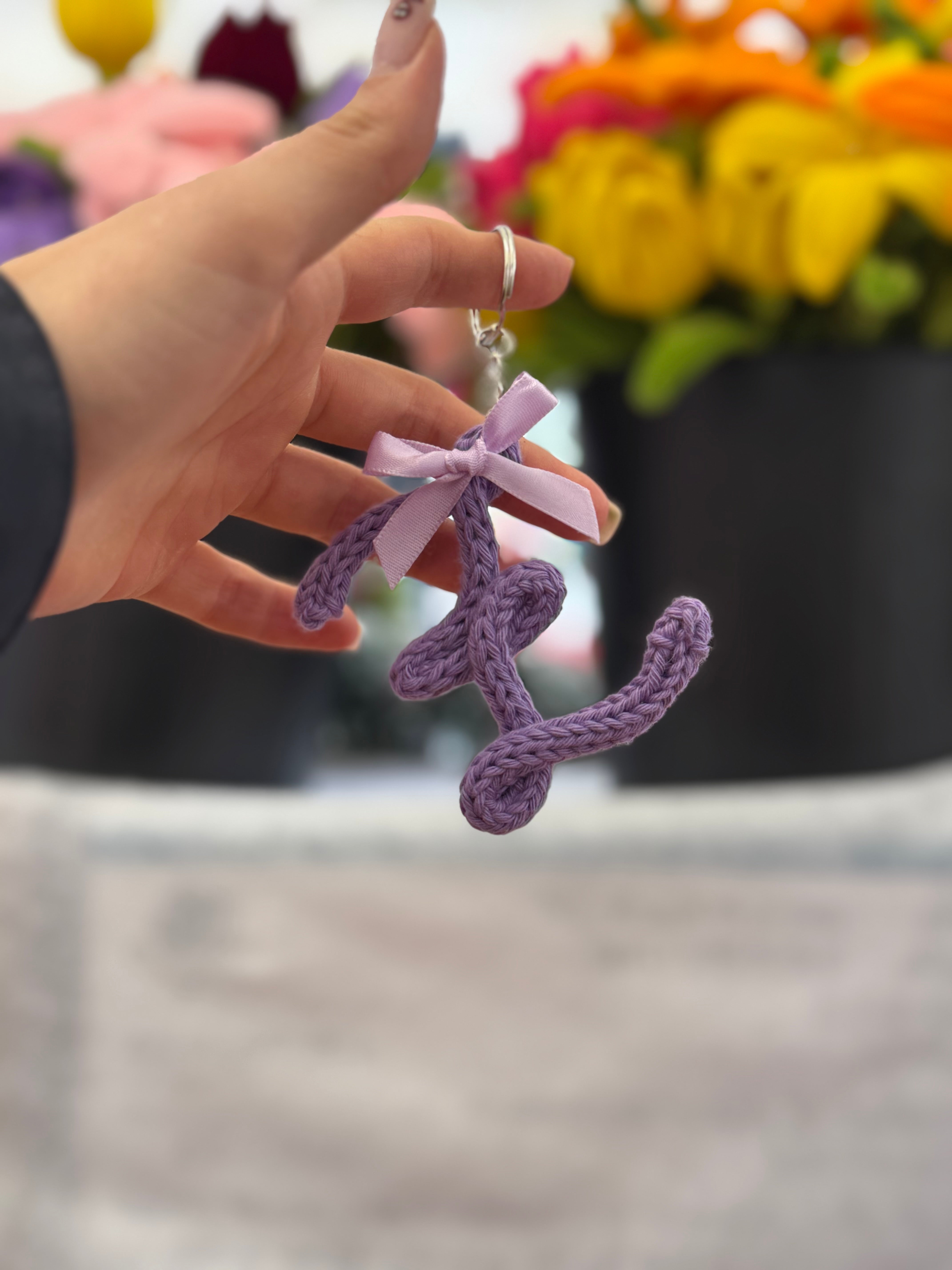 Portachiavi Lettera con Tricotin | Fatto a mano idea Regalo Natale