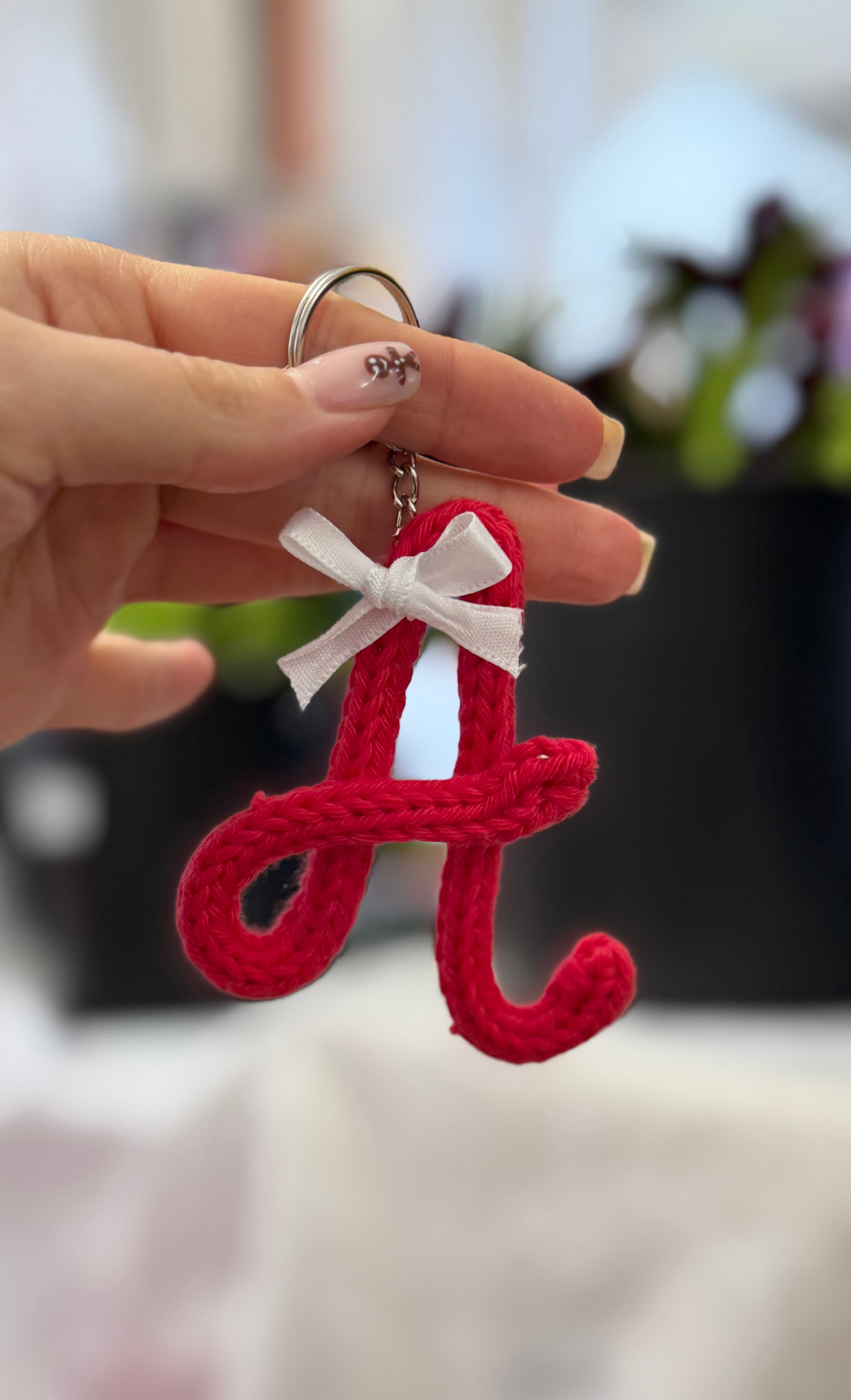 Portachiavi Lettera con Tricotin | Fatto a mano idea Regalo Natale