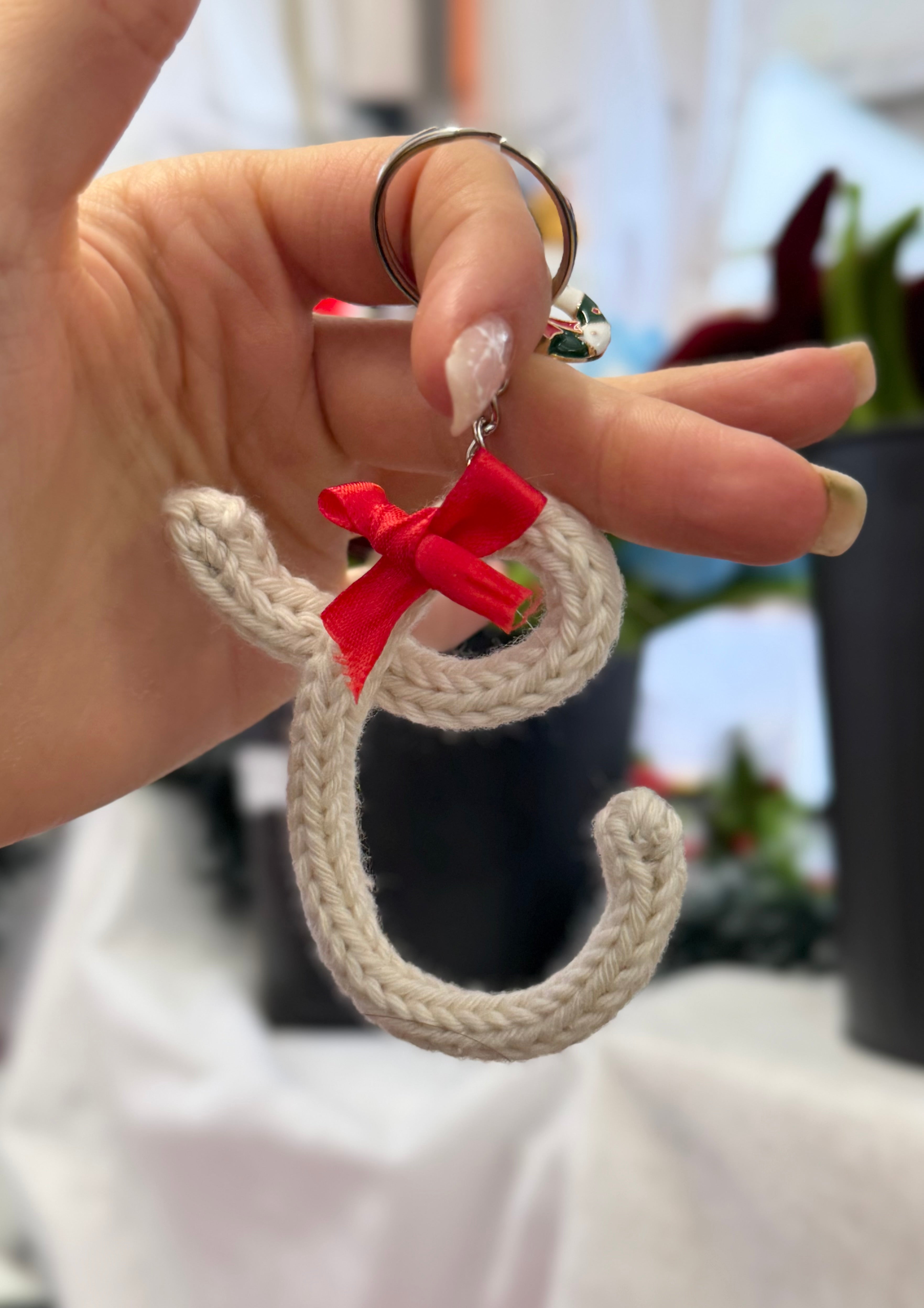 Portachiavi Lettera con Tricotin | Fatto a mano idea Regalo Natale