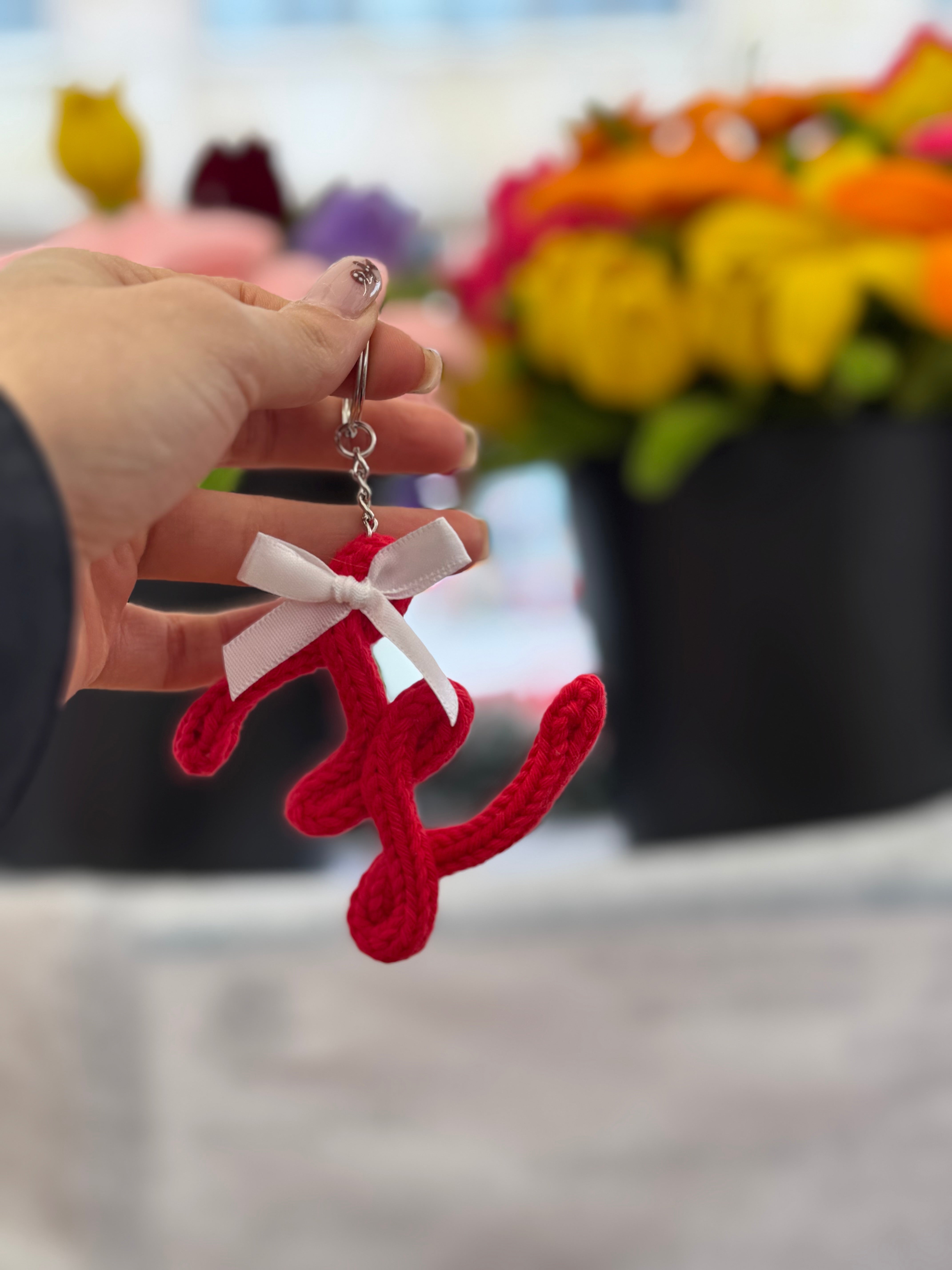 Portachiavi Lettera con Tricotin | Fatto a mano idea Regalo Natale