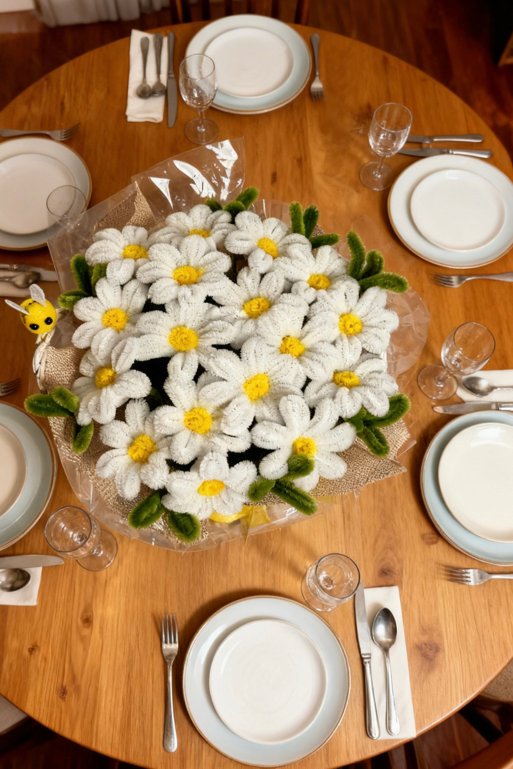 Cestino Margherite in scovolini | Fatto a mano