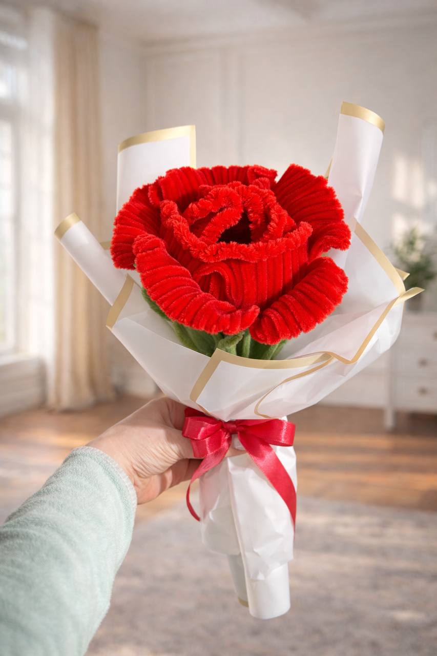 Rosa artigianale in scovolini per San Valentino | Fatto a mano
