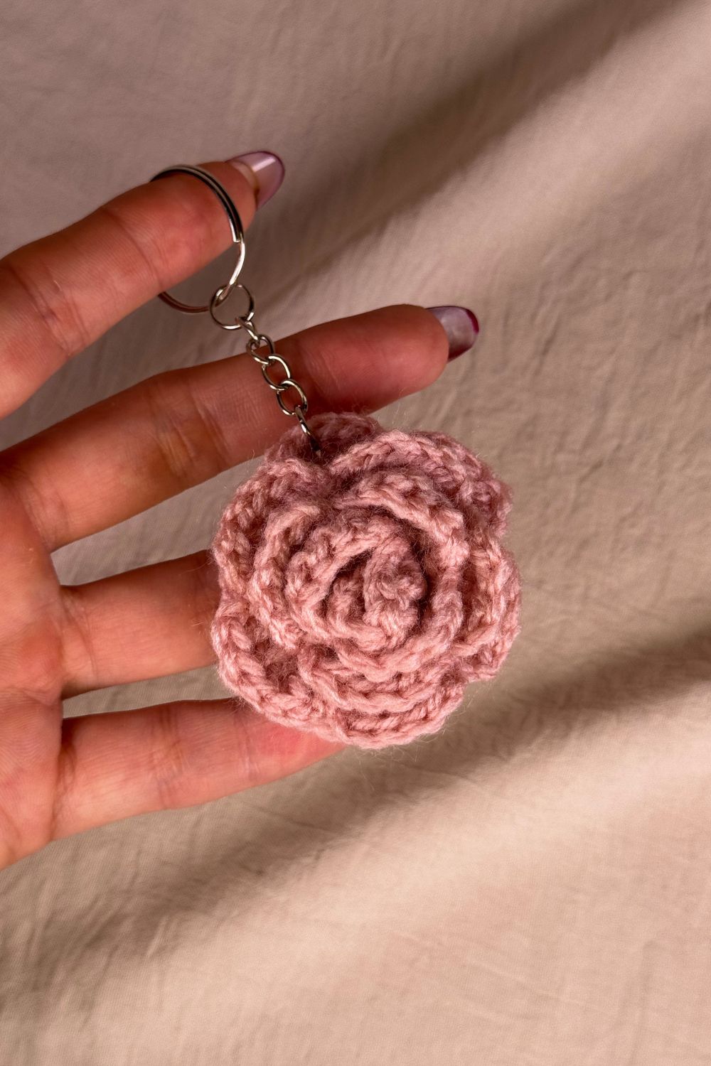 Portachiavi Rosa all’Uncinetto | Fatto a mano