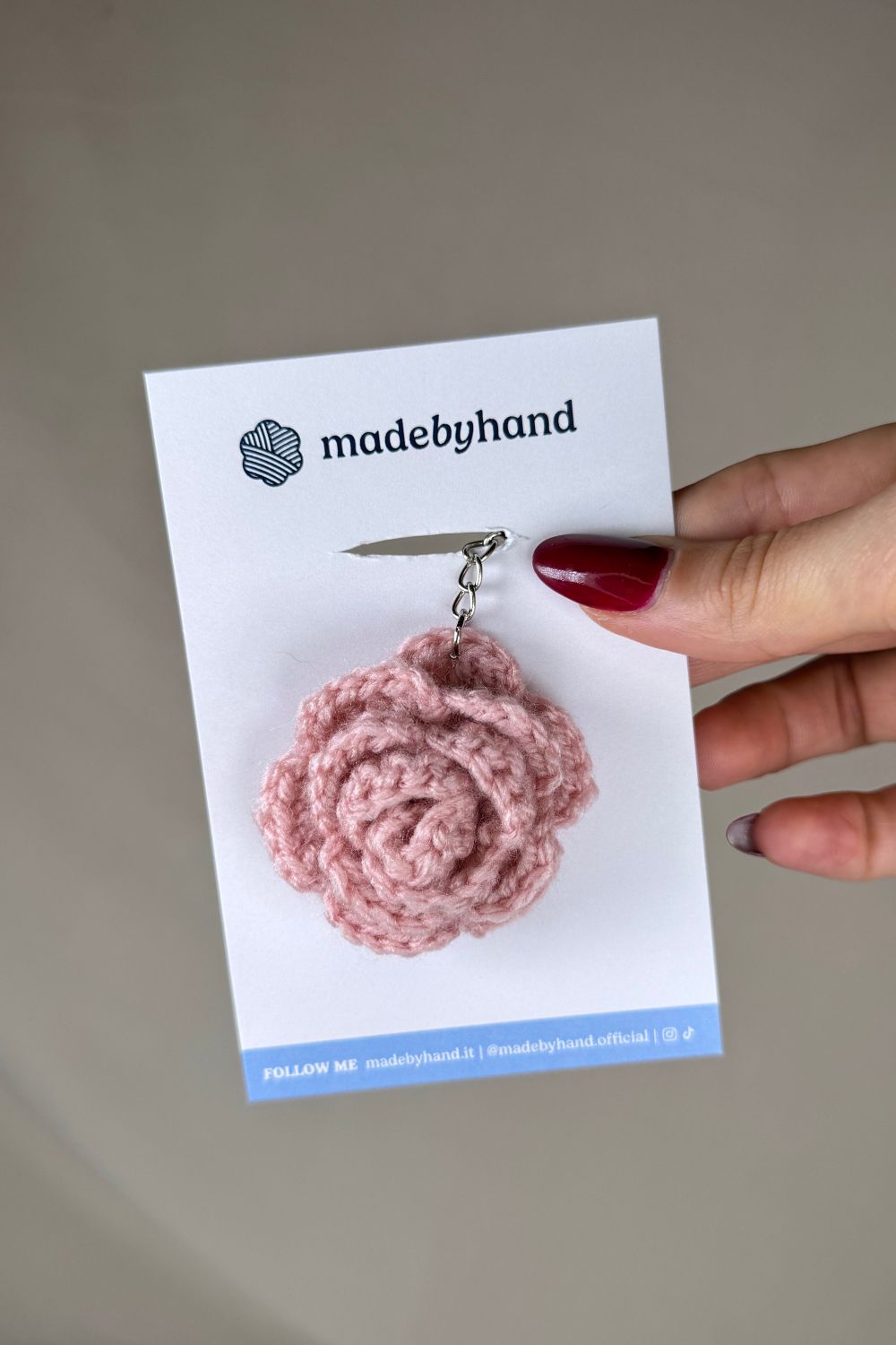 Portachiavi Rosa all’Uncinetto | Fatto a mano